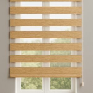 וילון זברה - קרם דמוי עץ