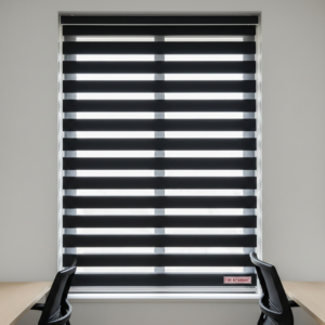 וילון זברה מעקב בערה PVC - שחור