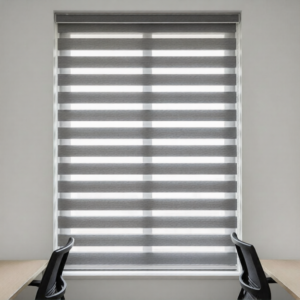 וילון זברה מעקב בערה PVC - אפור